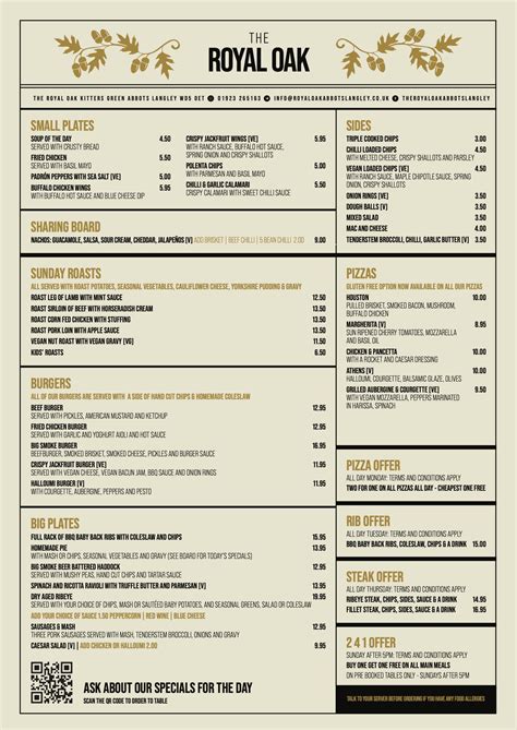 royal oak menu